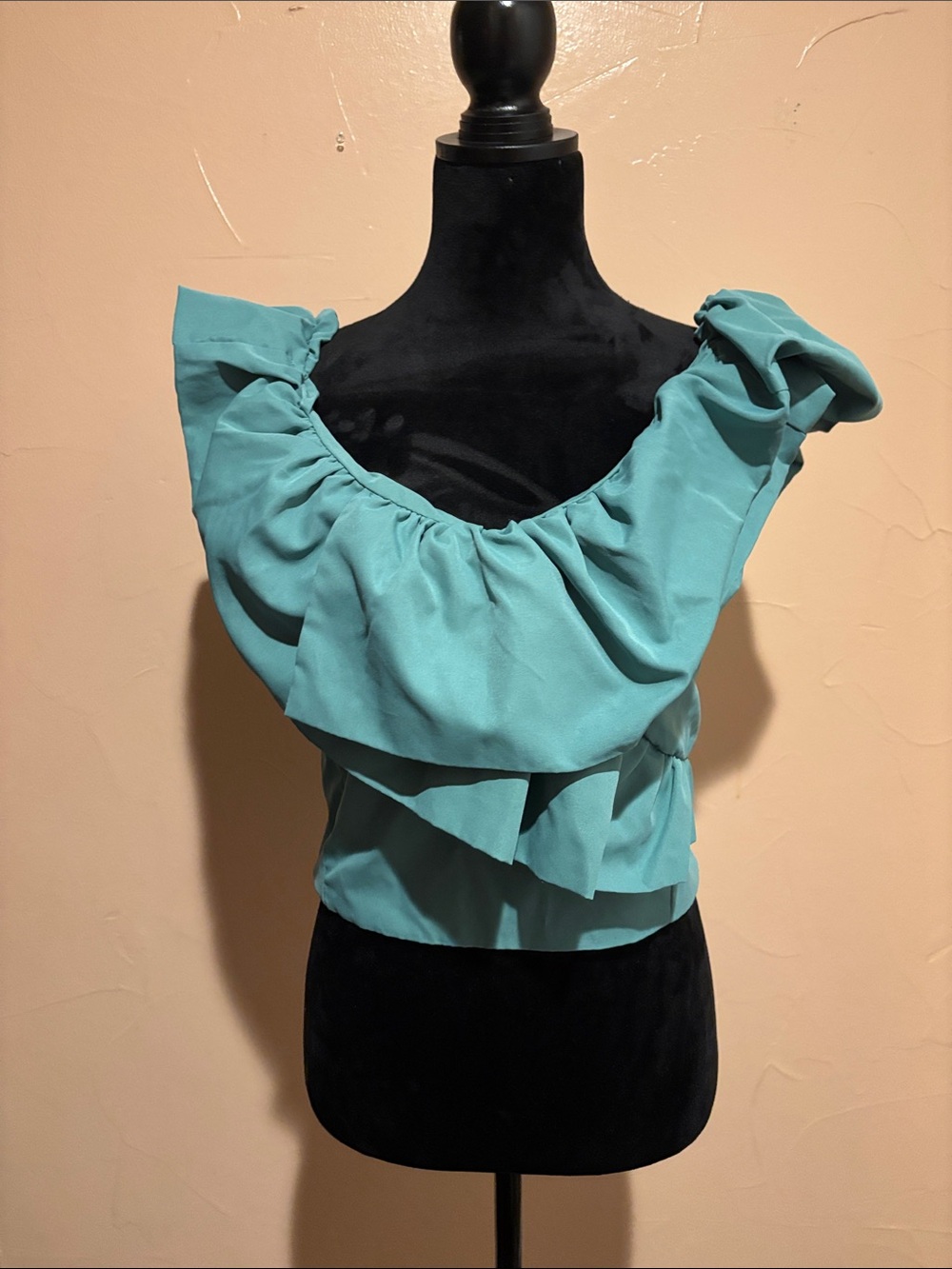 Teal Ruffled Off-Shoulder Women's Top